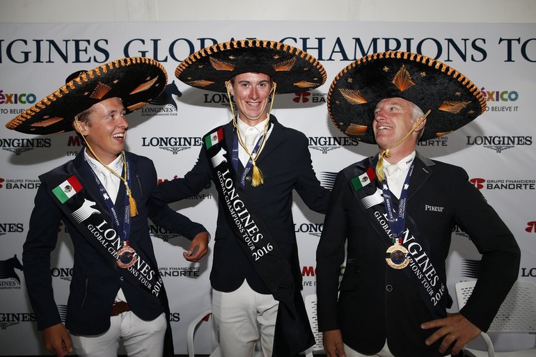The top three in the LGCT Grand Prix of Mexico City. Photo (c) Stefano Grasso/LGCT.