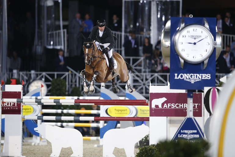 Eric Lamaze and Fine Lady 5 won the opening five star class in Antwerp. Photo (c) LGCT / Stefano Grasso.