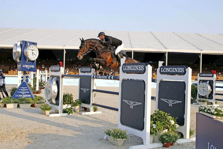 Marco Kutscher and Van Gogh recorded another top result in Shanghai, ending second. Photo (c) Stefano Grasso/LGCT.