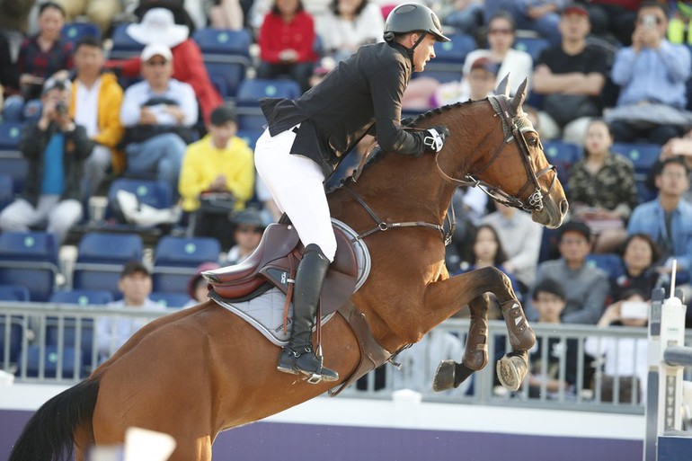 Marc Houtzager and Sterrehof's Calimero finished third. Photo (c) Stefano Grasso/LGCT.
