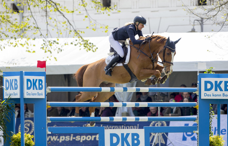 First visit - first Grand Prix win at CSI3* Redefin for Swedish lady rider Nicole Persson and Lexington. Photo (c) Stefan Lafrentz.