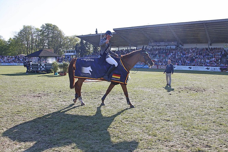 Ludger Beerbaum and Casello won the LGCT Grand Prix in Hamburg. Photo (c) Stefano Grasso/LGCT.