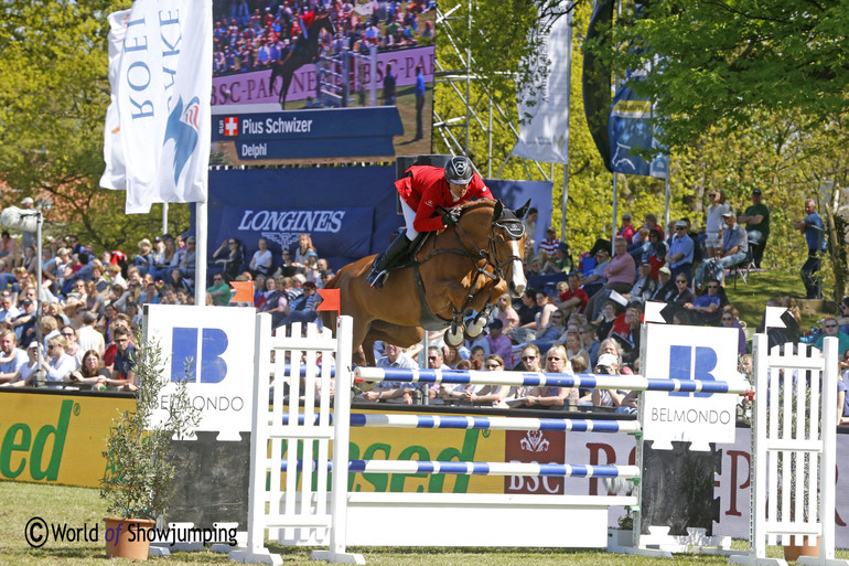 Delphi is an 8-year-old by Willem Greve's former ride Ukato and out of a Calvados-mare, seen under Pius Schwizer. 