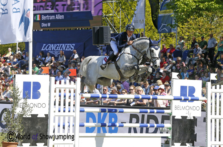 Bertram Allen on Dino V, that is by Gerco Schröder’s former top horse Berlin. 