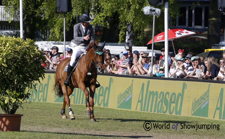Thumbs up from Ludger Beerbaum after winning the LGCT Grand Prix with Casello 2. 