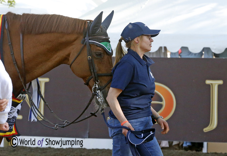 Casello and Marie getting ready for the prize giving. 