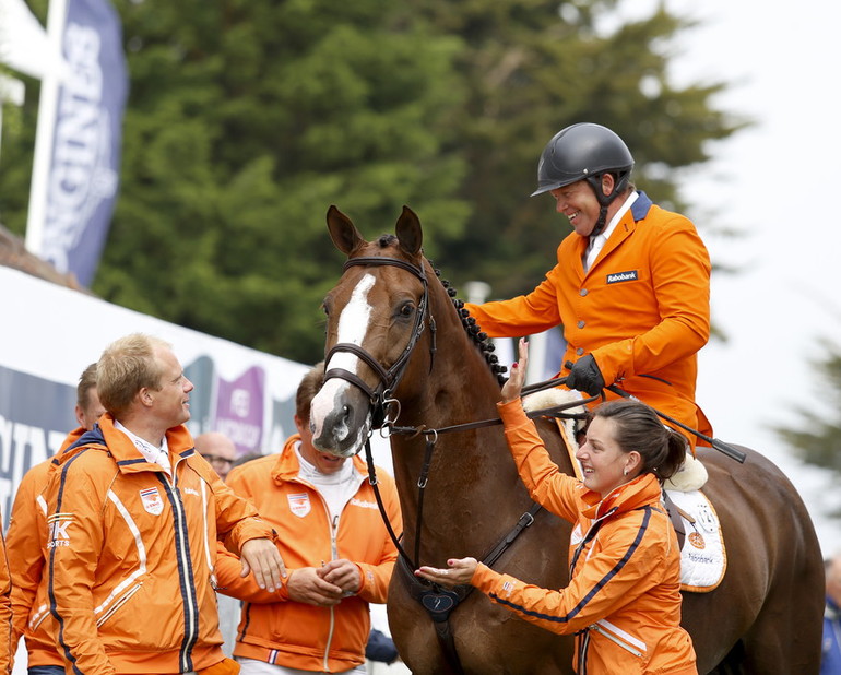 Wout-Jan van der Schans had good reason to smile after a double clear round on Aquila SFN. Photo (c) Tiffany van Hall.