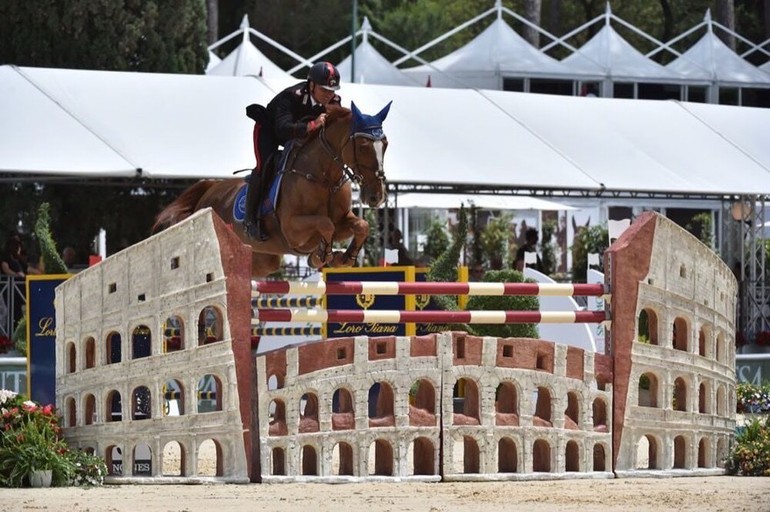 Bruno Chimirri en route to a home win in Rome riding Kec Giorgia. Photo (c) CSIO Rome/M. Proli.