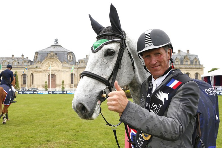 Ludger Beerbaum had good reason to smile after taking yet another LGCT Grand Prix win, this time in Chantilly on Chiara. Photo (c) Stefano Grasso/LGCT.