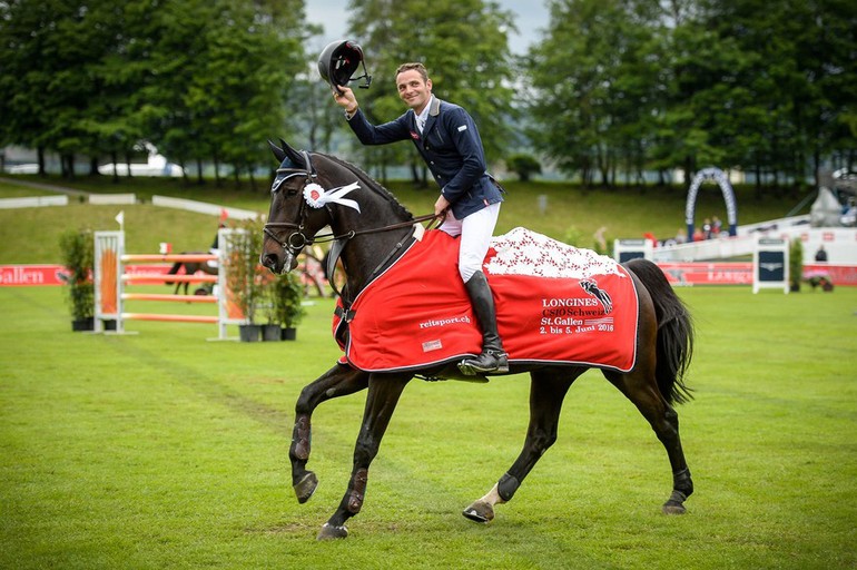 Werner Muff won Thursday's feature class in St. Gallen. Photo (c) CSIO Schweiz St. Gallen.