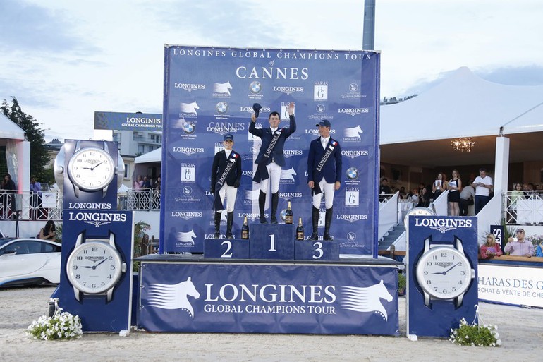 The top three in Cannes: Scott Brash, Edwina Tops-Alexander and Daniel Deusser. Photo (c) Stefano Grasso/LGCT.