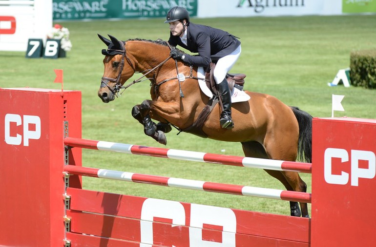 Peter Lutz aboard Robin de Ponthual in the CP Grand Prix. Photo (c) Spruce Meadows Media Services.