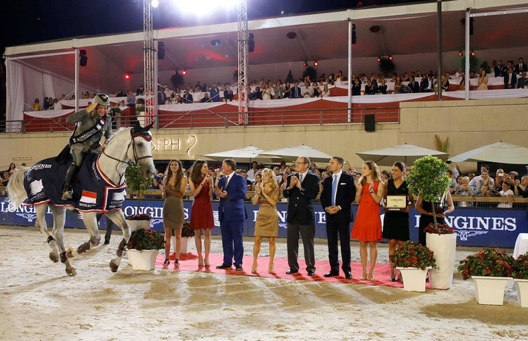 Emanuele Gaudiano celebrates his Grand Prix win in Monaco. Photo (c) Stefano Grasso/LGCT.