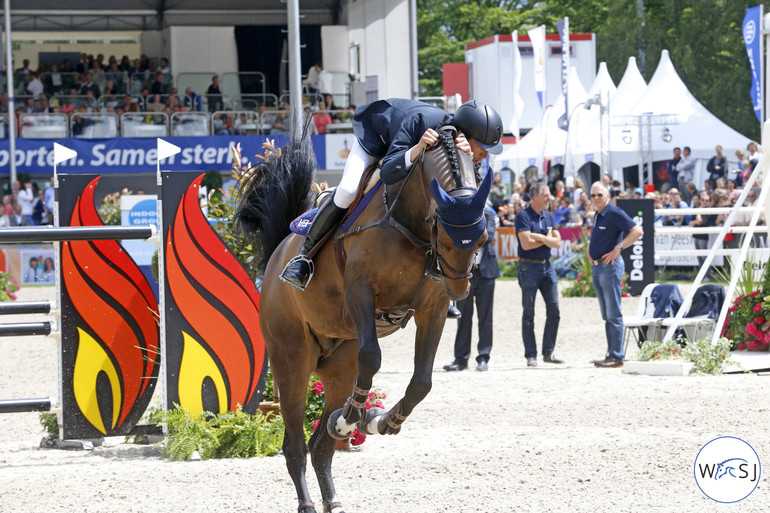 Leopold van Asten and VDL Groep Zidane N.O.P. crossing the finish line. 