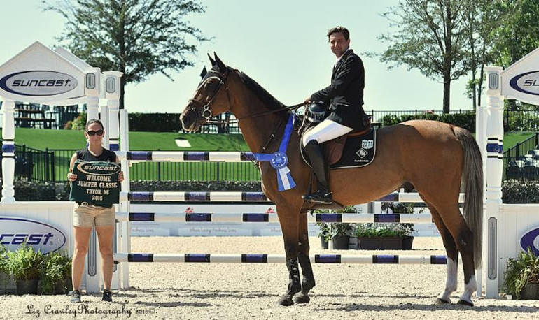 Adam Prudent and Vasco in their presentation ceremony accompanied by groom Emeline Heot. Photo ©LizCrawleyPhotography.