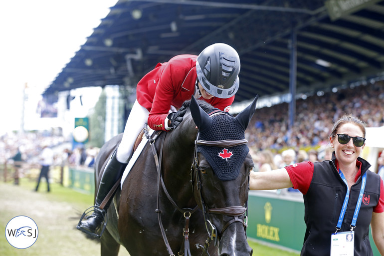 Tiffany Foster couldn't stop thanking Tripple X III after a clear in the second round. The Canadian rider ended fifth with only 4 penalties from the first round.  