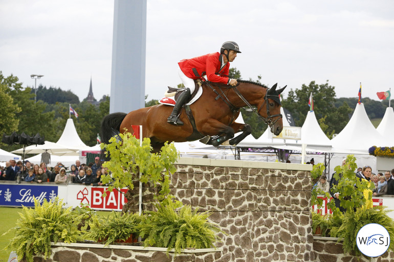 Steve Guerdat was clear on fences but got one time fault in both rounds with Corbinian. 