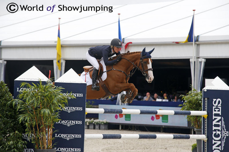 Ard Ginger Pop as a 5-year-old in Lanaken with Angelica Augustsson in the saddle. Photo (c) Jenny Abrahamsson.