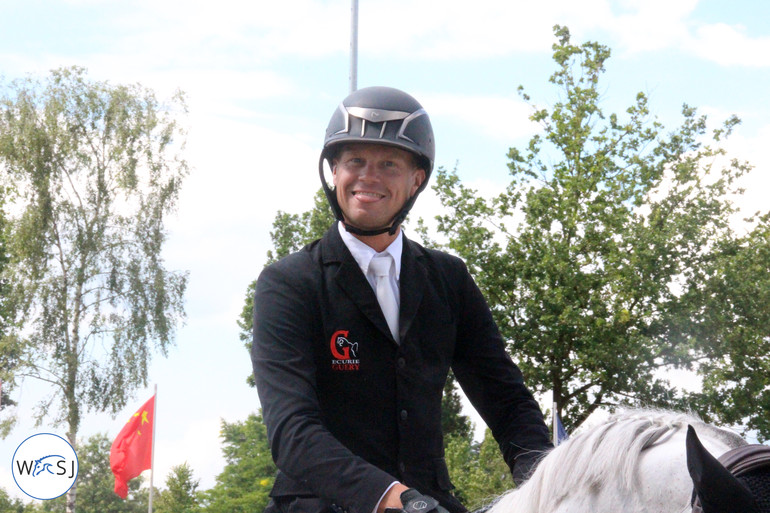 Jerome Guery making a funny face. Photo (c) World of Showjumping.