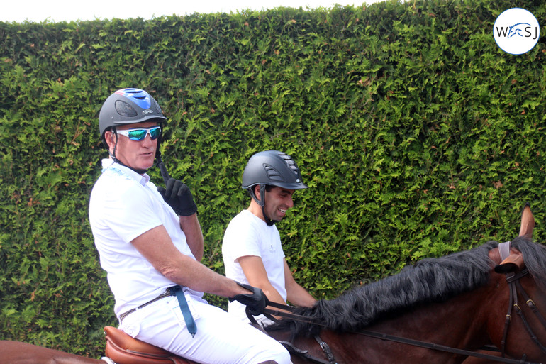 Chris Chugg and Abdel Said having fun. Photo (c) World of Showjumping.