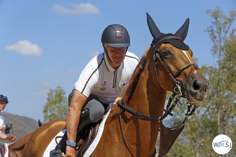 Roger Yves Bost getting ready for his 90 seconds in the arena with Sydney Une Prince. 