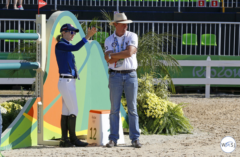 Lucy Davis and her trainer Marcus Beerbaum. The Beerbaums are well represented at the Olympics - Marcus' brother Ludger and his wife Meredith are both on the German team. 