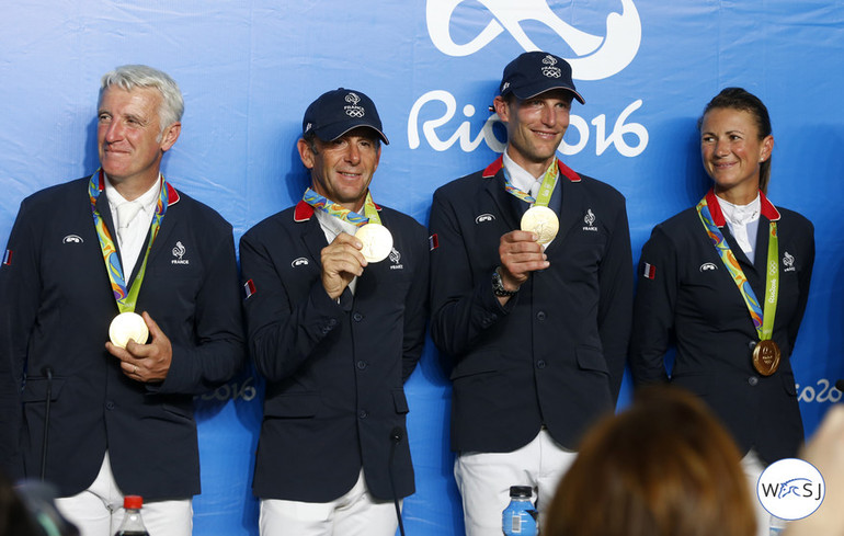 The winning French team at the press conference. Photo (c) Jenny Abrahamsson.