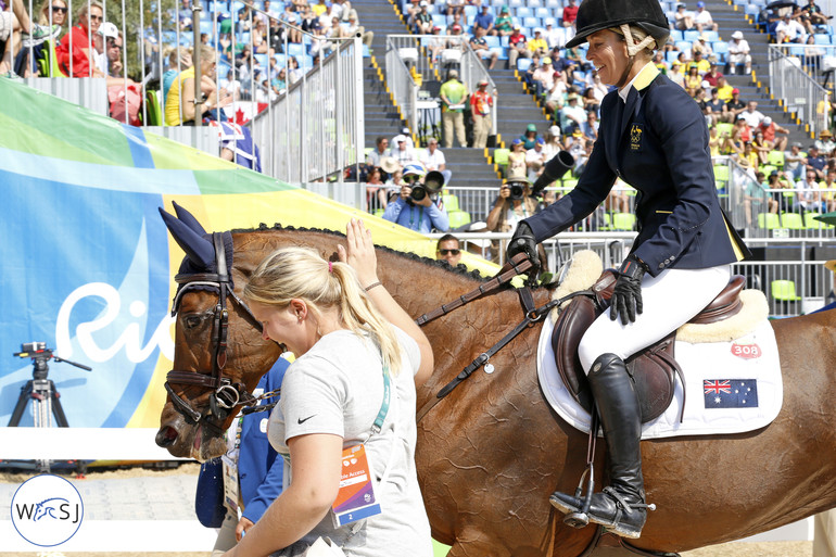 A happy Team Tops-Alexander after a clear round for Edwina and Lintea Tequila in the first round. 