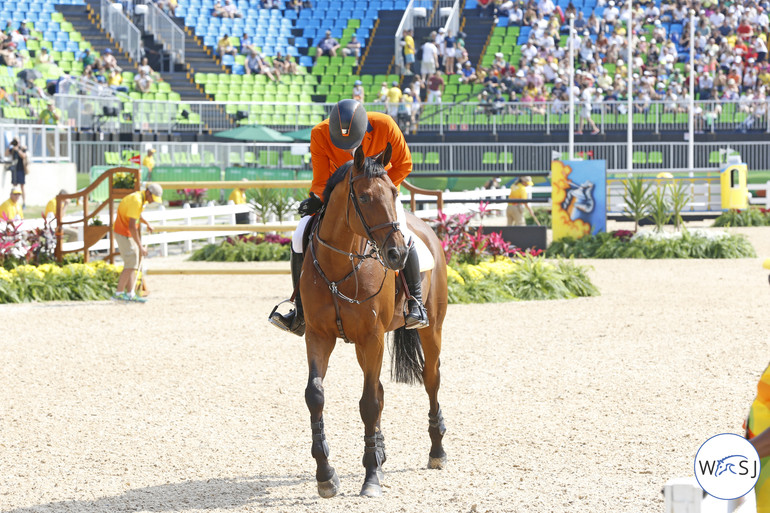 Cry me a river... Jeroen Dubbeldam and Zenith did a fantastic Games with only one foot in the water as their mistake. In the second round of the individual final however, luck was not on their side and the pair ended 0,02 seconds on the wrong side of the time allowed which prevented them from the jump-off for a medal.