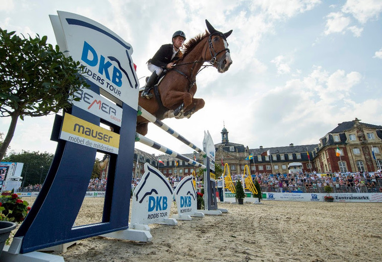 Marcus Ehning and Pret a Tout won the CSI4* Grand Prix in Münster. Photo (c) Stefan Lafrentz.