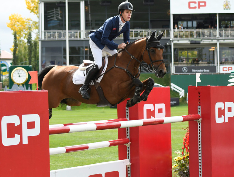 Scott Brash aboard Ursula XII in the CP International presented by Rolex. Photo (c) Spruce Meadows Media Services.