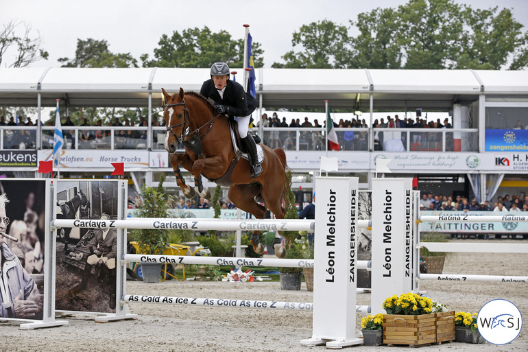 Willem Greve and Garant on the way to the gold medal at the FEI World Breeding Jumping Championships for 5-year-old horses. Photo (c) Jenny Abrahamsson.