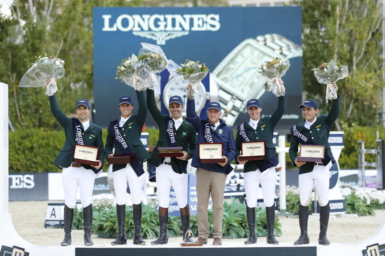 The winning Brazilian team in Barcelona. Photo (c) Tiffany Van Halle for World of Showjumping.