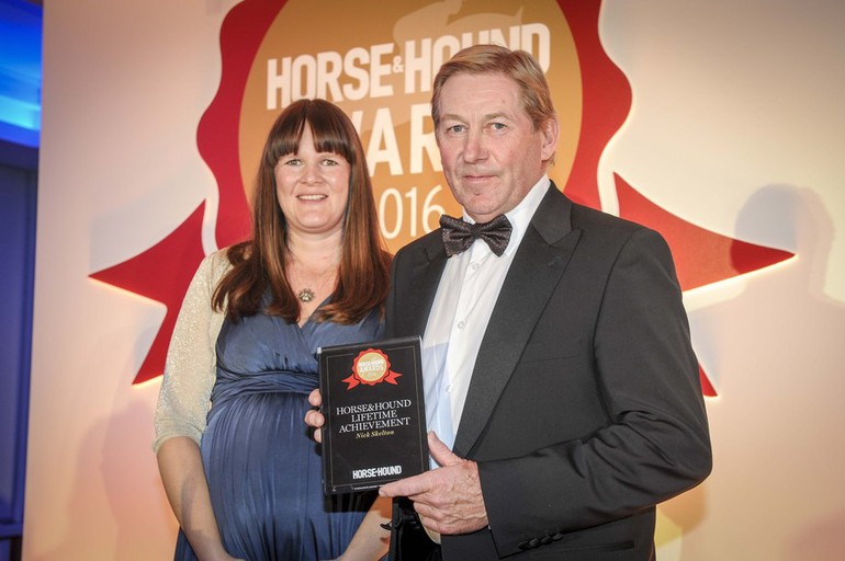 Horse & Hound content director Sarah Jenkins with Nick Skelton. Photo (c) Lucy Merrell.