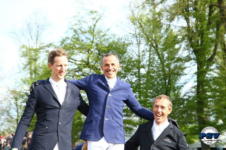 Top three in Maubege; Olivier Robert, Christian Weier and Rick Hemeryck. Photo (c) Jumping International de Maubege.