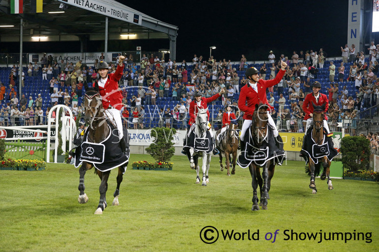 The winning Belgian team in Aachen nations cup