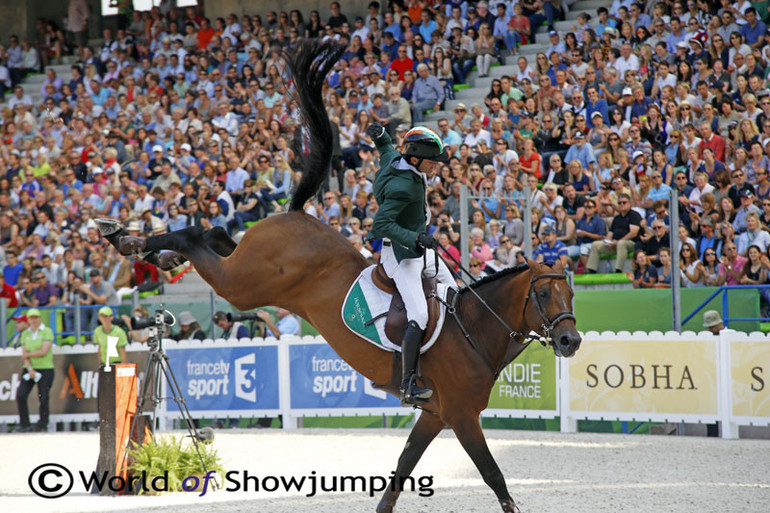 Darragh Kenny and Imothep celebrate finishing Thursday's team final with only a time penalty.