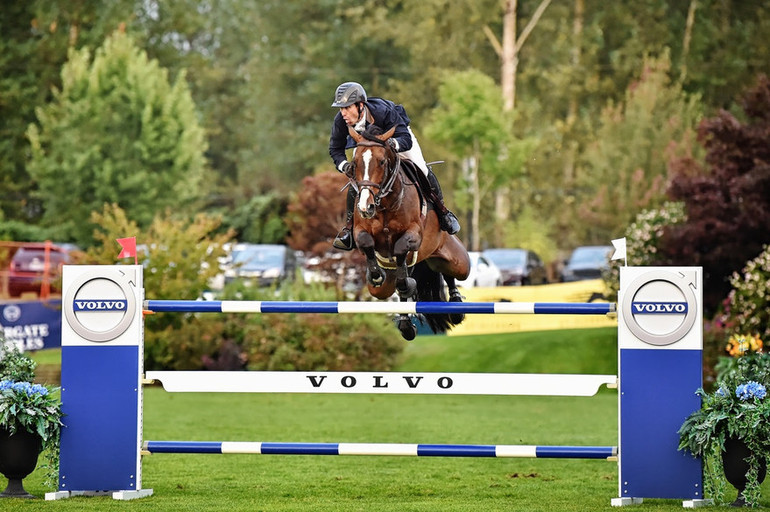 Andy Kocher & Squirt Gun win the $75,000 Volvo Cup CSI4*-W at the Summer Fort Festival. Photo by MOI Photography/tbird