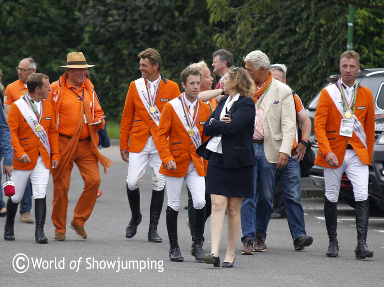 A happy Dutch crew on their way to the press conference. Photo (c) Jenny Abrahamsson. 