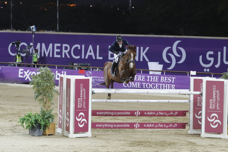 Julien Epaillard and Virtuose Champeix on their way to victory in the CSI5* 1.50m at the 2020 Commercial Bank CHI Al Shaqab presented by Longines. Photo © Al Shaqab