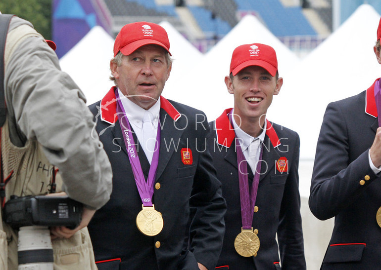 Nick Skelton and Scott Brash with their gold medals.