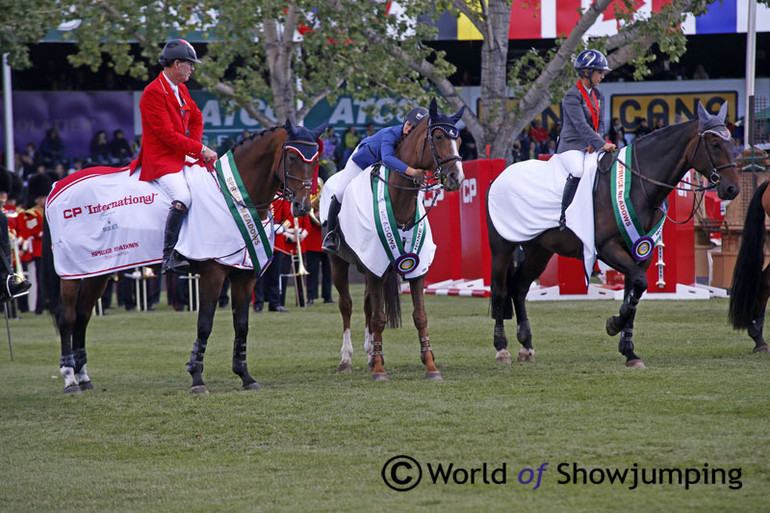 The top three riders in the $1.5 Million CP International, presented by Rolex were all very happy with their horses yesterday. Second placed Reed Kessler was over the moon with Cylana, who she gave a big hug at the prize giving. 