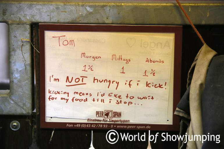 No stable without funny sign! Tom obviously loves his food!