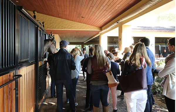 Full focus on Farrington as the press are invited inside his barn.