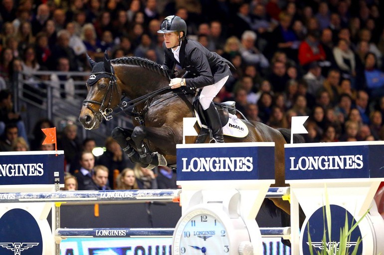 Third (3rd) in the Longines FEI Jumping World Cup™ Bordeaux 2015 was Marcus Ehning Riding "Singular LS la Silla" Pic Pierre Costabadie