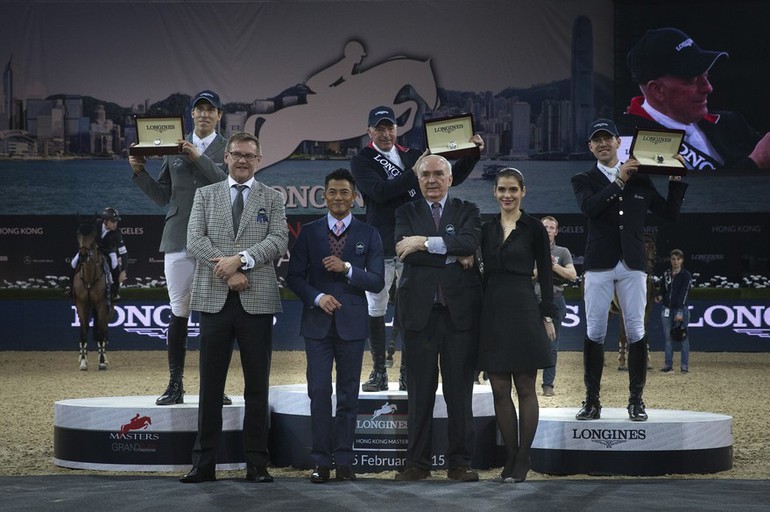 The podium in the Longines Grand Prix in Hong Kong. Photo (C) Longines Media Center.