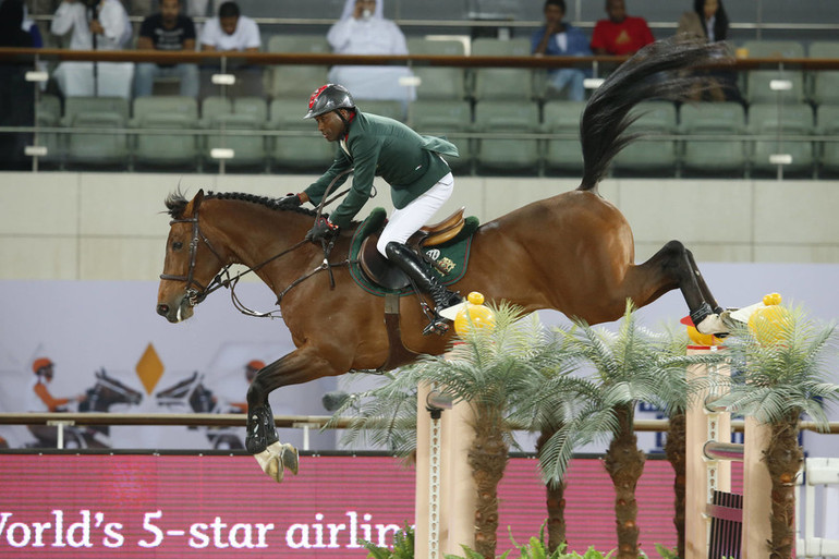 Abdelkebir OUADDAR Quickly de Kreiske Winner Class S8 CSI5* 1m55 Class S8 CSI5* 1m55 ©CHI AL SHAQAB 2015/GRASSO