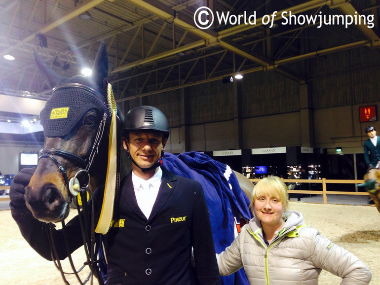 The winning team; Marco, Terri and Cornet's Cristallo. Photo (c) World of Showjumping.