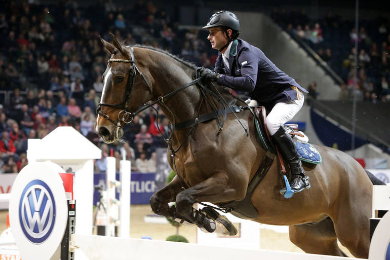 Denis Lynch and Abbervail van het Dingeshof won Friday's 1.50 class at the CSI4* event in Braunschweig. Photo provided by Comtainment.