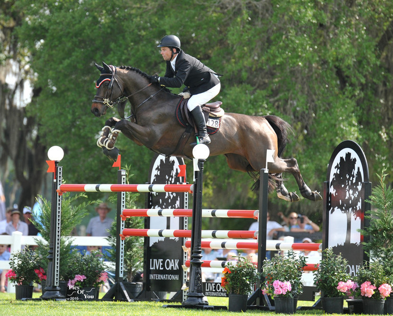 Ireland’s Cian O’ Connor and Good Luck win the 2015 Live Oak International CSI2*W Grand Prix and World Cup qualifier. Photos (c) www.PicsOfYou.com. 